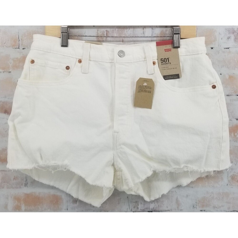 NWT Levi's 501 Original Cut-Off Jean Shorts White Womens 31 Button Fly High Rise